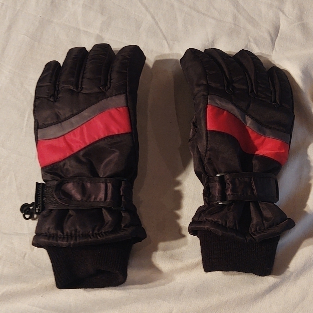 Thinsulate Red, Gray, and Black Gloves Sz S/M
